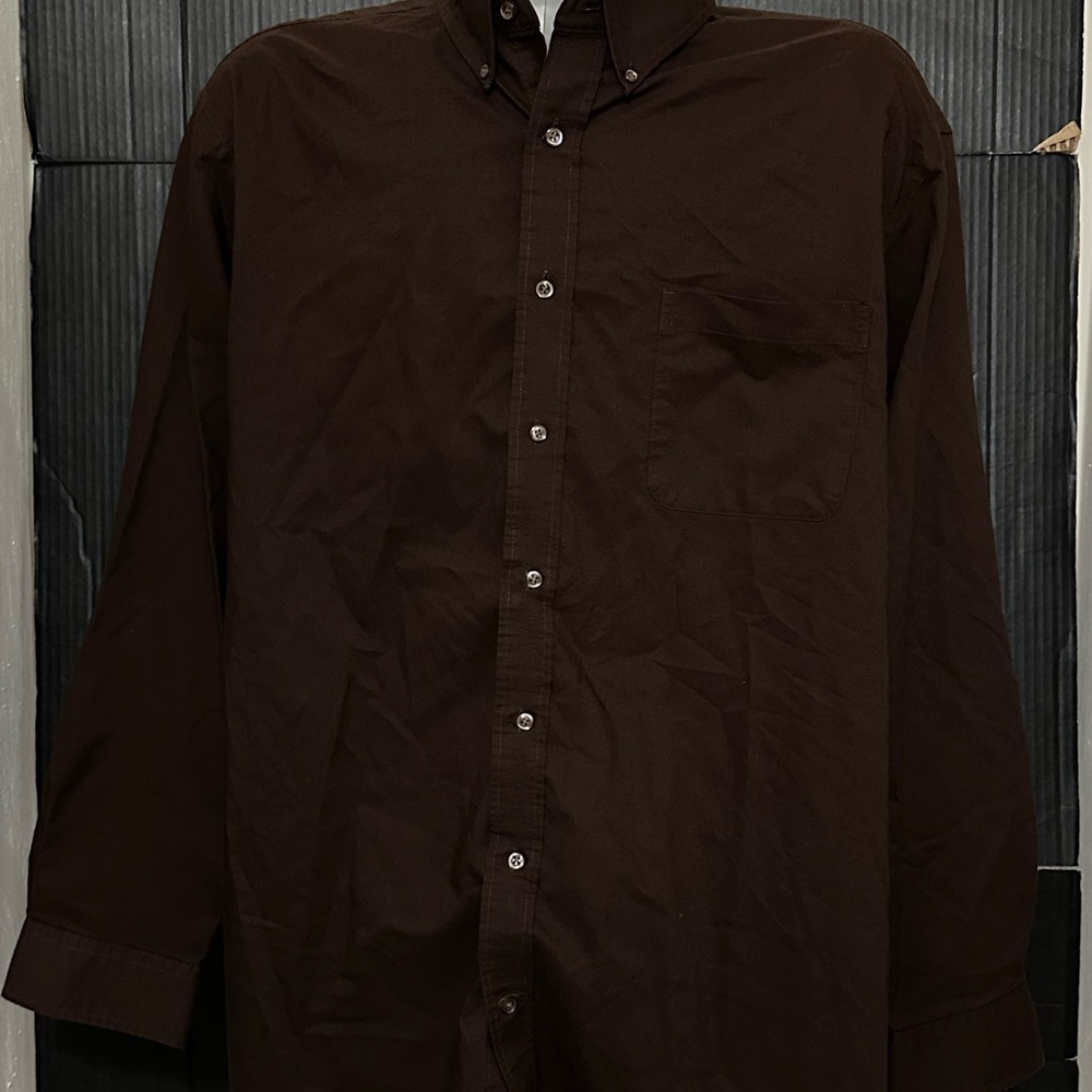St. John's Bay Dark Brown Casual Button-Down Shirt